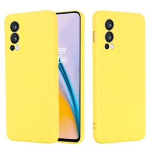 For OnePlus Nord 2 5G Solid Color Liquid Silicone Shockproof Full Coverage Protective Case(Yellow) (OEM)