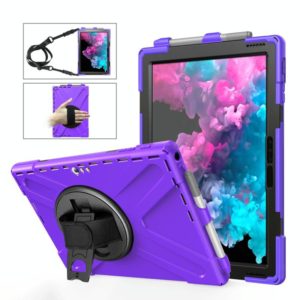 For Microsoft Surface Pro 4 / 5 Shockproof Colorful Silicone + PC Protective Case with Holder & Hand Strap & Pen Slot(Purple) (OEM)