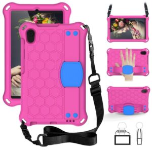 For Galaxy Tab A 8.4(2020) T307 Honeycomb Design EVA + PC Material Four Corner Anti Falling Flat Protective Shell With Strap(RoseRed+Blue) (OEM)