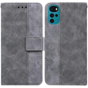 For Motorola Moto G22 Geometric Embossed Leather Phone Case(Grey) (OEM)