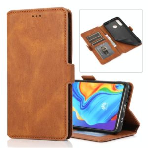 For Huawei P30 Lite Retro Magnetic Closing Clasp Horizontal Flip Leather Case with Holder & Card Slots & Photo Frame & Wallet(Brown) (OEM)