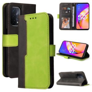 For OPPO A93 5G CN Version/A74 5G/A54 5G Business Stitching-Color Horizontal Flip PU Leather Case with Holder & Card Slots & Photo Frame & Lanyard(Green) (OEM)