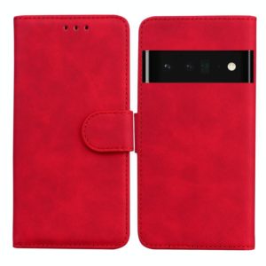 For Google Pixel 6 Pro Skin Feel Pure Color Flip Leather Phone Case(Red) (OEM)