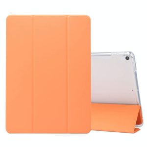 For iPad Air (2019)/Pro 10.5 (2017) 3-folding Electric Pressed Skin Texture Horizontal Flip Shockproof Transparent TPU + PU Leather Case with Holder & Pen Slot & Sleep / Wake-up Function(Orange) (OEM)