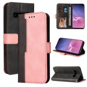 For Samsung Galaxy S10 Business Stitching-Color Horizontal Flip PU Leather Case with Holder & Card Slots & Photo Frame(Pink) (OEM)