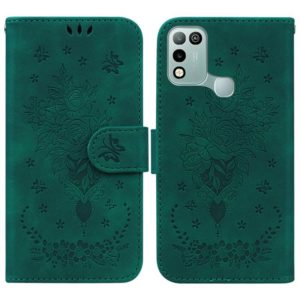 For Infinix Hot 10 Play / Smart 5 India Butterfly Rose Embossed Leather Phone Case(Green) (OEM)