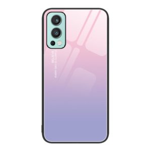 For OnePlus Nord 2 5G Colorful Painted Glass Phone Case(Purple Sky) (OEM)