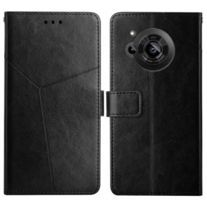For Sharp Aquos R7 Y Stitching Horizontal Flip Leather Phone Case(Black) (OEM)
