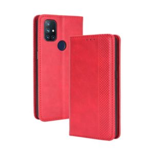 For OnePlus Nord N10 5G Magnetic Buckle Retro Crazy Horse Texture Horizontal Flip Leather Case with Holder & Card Slots & Photo Frame(Red) (OEM)