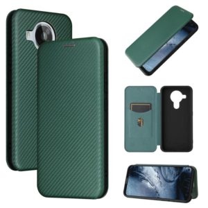 For Nokia 7.3 Carbon Fiber Texture Horizontal Flip TPU + PC + PU Leather Case with Card Slot(Green) (OEM)