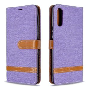 For Sony Xperia L4 Color Matching Denim Texture Horizontal Flip Leather Case with Holder & Card Slots & Wallet & Lanyard(Purple) (OEM)