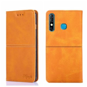 For Infinix Hot 8/Hot 8 Lite/Tecon Camon 12 Cow Texture Magnetic Horizontal Flip Leather Phone Case(Light Brown) (OEM)