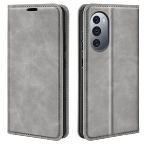 For Motorola Edge X30 Retro-skin Magnetic Suction Leather Phone Case(Grey) (OEM)