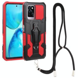 For Infinix Note 10 Pro Armor Warrior Shockproof PC + TPU Lanyard Phone Case(Red) (OEM)