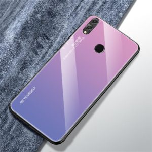 For Huawei Honor 8X Gradient Color Glass Case(Light Purple) (OEM)