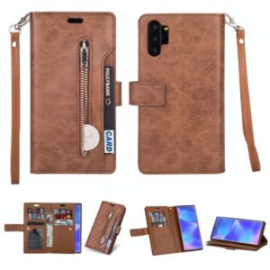 For Samsung Galaxy Note10+ Multifunctional Zipper Horizontal Flip Leather Case with Holder & Wallet & 9 Card Slots & Lanyard(Brown) (OEM)
