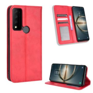 For TCL 30V 5G Magnetic Buckle Retro Texture Leather Phone Case(Red) (OEM)