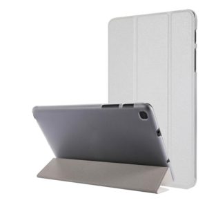 Silk Texture Three-fold Horizontal Flip Leather Case with Holder For Samsung Galaxy Tab A7 Lite 8.7 T220 / T225(White) (OEM)