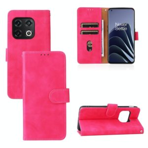 For OnePlus 10 Pro 5G Skin Feel Magnetic Buckle Calf Texture PU Phone Case(Rose Red) (OEM)
