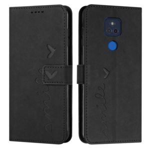 For Motorola Moto G Play 2021 Skin Feel Heart Pattern Leather Phone Case(Black) (OEM)