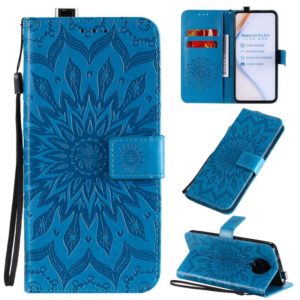 For Xiaomi Redmi K30 Pro Embossed Sunflower Pattern Horizontal Flip PU Leather Case with Holder & Card Slots & Wallet & Lanyard(Blue) (OEM)