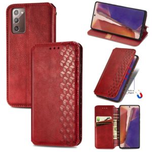 For Samsung Galaxy Note20 Ultra Cubic Grid Pressed Horizontal Flip Magnetic PU Leather Case with Holder & Card Slots & Wallet(Red) (OEM)