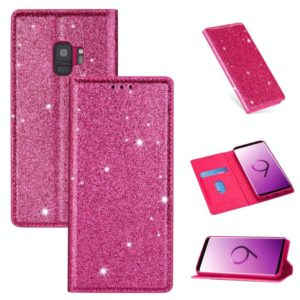 For Samsung Galaxy S9 Ultrathin Glitter Magnetic Horizontal Flip Leather Case with Holder & Card Slots(Rose Red) (OEM)