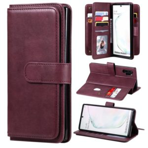 For Samsung Galaxy Note10+ Multifunctional Magnetic Copper Buckle Horizontal Flip Solid Color Leather Case with 10 Card Slots & Wallet & Holder & Photo Frame(Wine Red) (OEM)