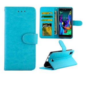 For LG K20(2019) Crazy Horse Texture Leather Horizontal Flip Protective Case with Holder & Card Slots & Wallet & Photo Frame(Baby Blue) (OEM)