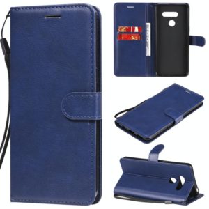 For LG K50S Solid Color Horizontal Flip Protective Leather Case with Holder & Card Slots & Wallet & Photo Frame & Lanyard(Blue) (OEM)