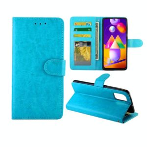 For Samsung Galaxy M31S Crazy Horse Texture Leather Horizontal Flip Protective Case with Holder & Card Slots & Wallet & Photo Frame(Baby Blue) (OEM)