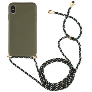 For iPhone XS Max TPU Anti-Fall Mobile Phone Case With Lanyard (Green) (OEM)