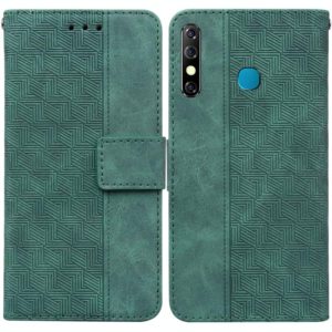 For Tecno Camon 12 / Spark 4 Geometric Embossed Leather Phone Case(Green) (OEM)