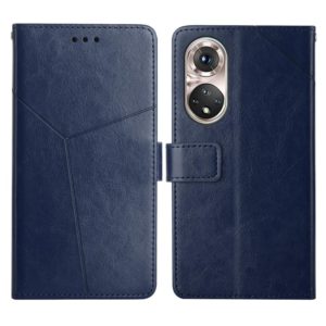 For Huawei P50 Pro Y Stitching Horizontal Flip Leather Phone Case with Holder & Card Slots & Wallet & Photo Frame(Blue) (OEM)