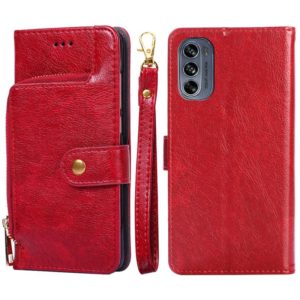 For Motorola Moto G62 5G Zipper Bag Leather Phone Case(Red) (OEM)