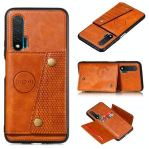 For Huawei Nova 6 PU + TPU Shockproof Magnetic Protective Case with Card Slots(Brown) (OEM)