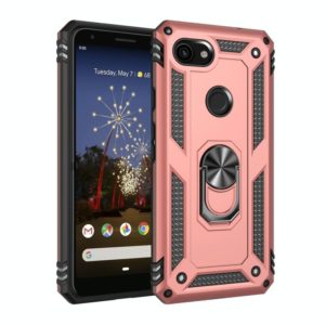 For Google Pixel 3a XL Shockproof TPU + PC Protective Case with 360 Degree Rotating Holder(Rose Gold) (OEM)