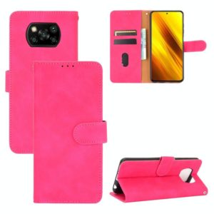 For Xiaomi Poco X3 NFC Solid Color Skin Feel Magnetic Buckle Horizontal Flip Calf Texture PU Leather Case with Holder & Card Slots & Wallet(Rose Red) (OEM)