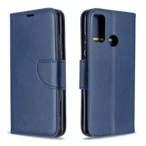 For Huawei P Smart (2020) Retro Lambskin Texture Pure Color Horizontal Flip PU Leather Case with Holder & Card Slots & Wallet & Lanyard(Blue) (OEM)