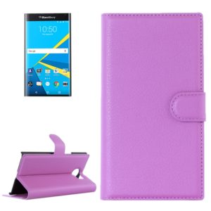 For Blackberry Priv Litchi Texture Horizontal Flip Leather Case with Magnetic Buckle & Holder & Card Slots & Wallet(Purple) (OEM)