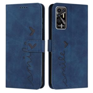 For Tecno Pova 2 Skin Feel Heart Pattern Leather Phone Case(Blue) (OEM)