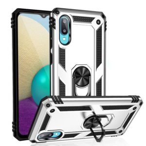 For Samsung Galaxy A02 / M02 Shockproof TPU + PC Protective Case with 360 Degree Rotating Holder(Silver) (OEM)