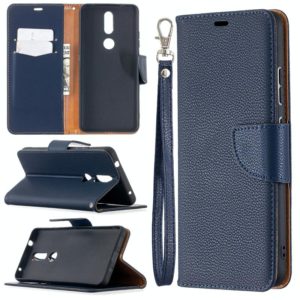 For Nokia 2.4 Litchi Texture Pure Color Horizontal Flip Leather Case with Holder & Card Slots & Wallet & Lanyard(Dark Blue) (OEM)