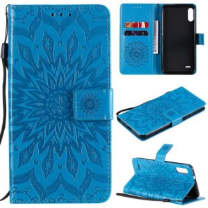 For LG K22 / K22 Plus Sun Embossing Pattern Horizontal Flip Leather Case with Card Slot & Holder & Wallet & Lanyard(Blue) (OEM)