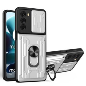 For Motorola Moto G200 5G / Edge S30 Sliding Camshield TPU+PC Phone Case with Card Slot(Pearl White) (OEM)