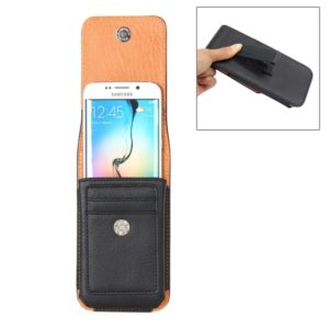 For Galaxy S7 / G930 & S6 / G920 & S6 Edge / G925 Classical Style Elephant Texture Vertical Flip Leather Case Waist Bag with Card Solts & Rrotatable Back Splint Size: 15.5 x 8.2 cm(Black) (OEM)