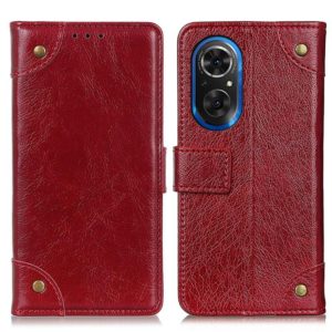 For Honor 50 SE / Huawei Nova 9 SE Copper Buckle Nappa Texture Horizontal Flip Leather Phone Case(Wine Red) (OEM)