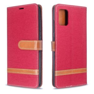 For Galaxy A51 Color Matching Denim Texture Horizontal Flip PU Leather Case with Holder & Card Slots & Wallet & Lanyard(Red) (OEM)