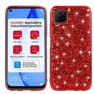 For Huawei P40 Lite Glitter Powder Shockproof TPU Protective Case(Red) (OEM)