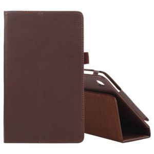 For Samsung Galaxy Tab A7 Lite T220 / T225 Litchi Texture Solid Color Horizontal Flip Leather Case with Holder & Pen Slot(Brown) (OEM)